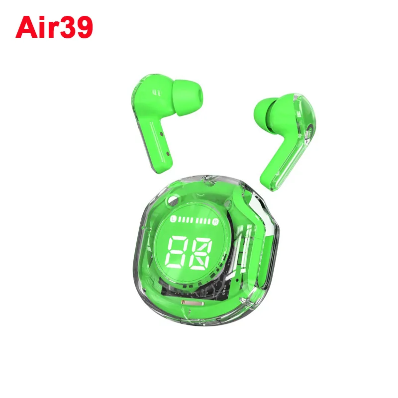 Wireless Bluetooth headset transparent headphones led power digital display stereo sound earphones for sports working