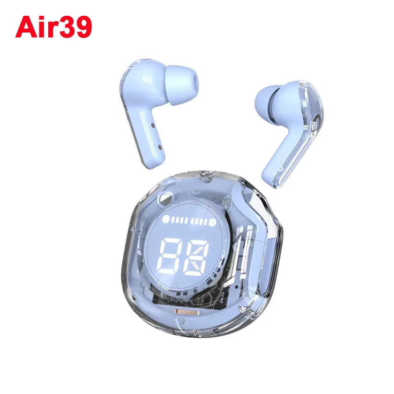 Wireless Bluetooth headset transparent headphones led power digital display stereo sound earphones for sports working