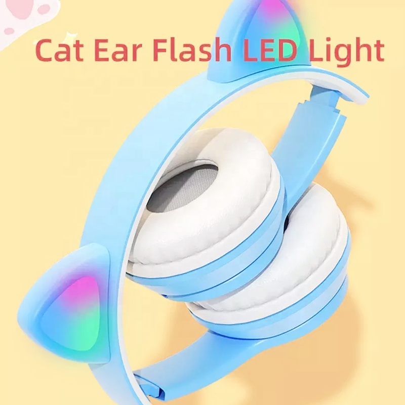 Wholesale Custom Cheapest Gamer Earphones Pink Cute Cat Ear headset Headphones for Girls