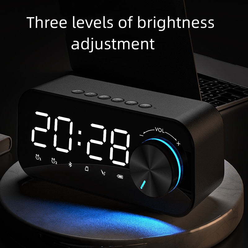 2023 Hot Selling Music Player LED Bluetooth Speaker with Digital Display TF Card Desk Table Alarm Clock Speaker