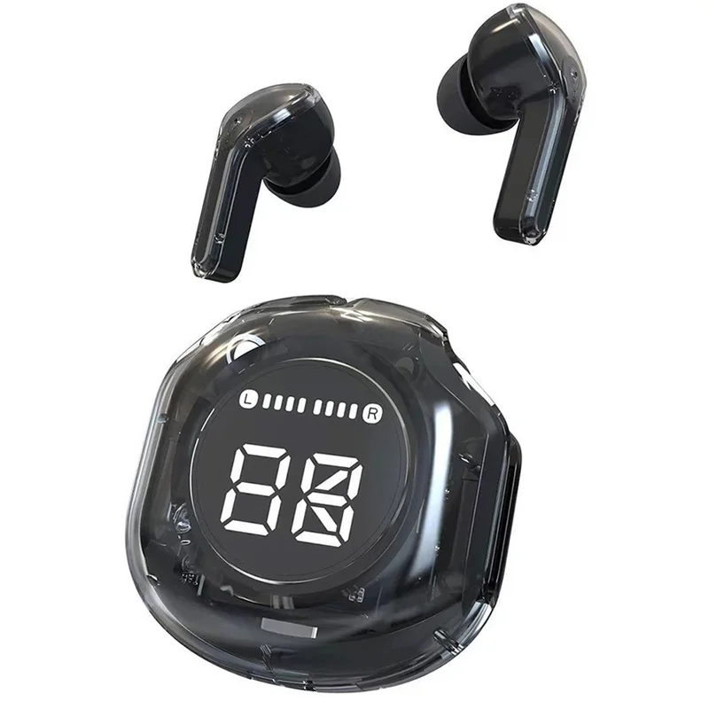 Wireless Bluetooth headset transparent headphones led power digital display stereo sound earphones for sports working