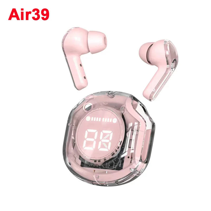 Wireless Bluetooth headset transparent headphones led power digital display stereo sound earphones for sports working